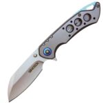 Assisted Open Folding Pocket Knife, Grey Handle w/ Blue Accents